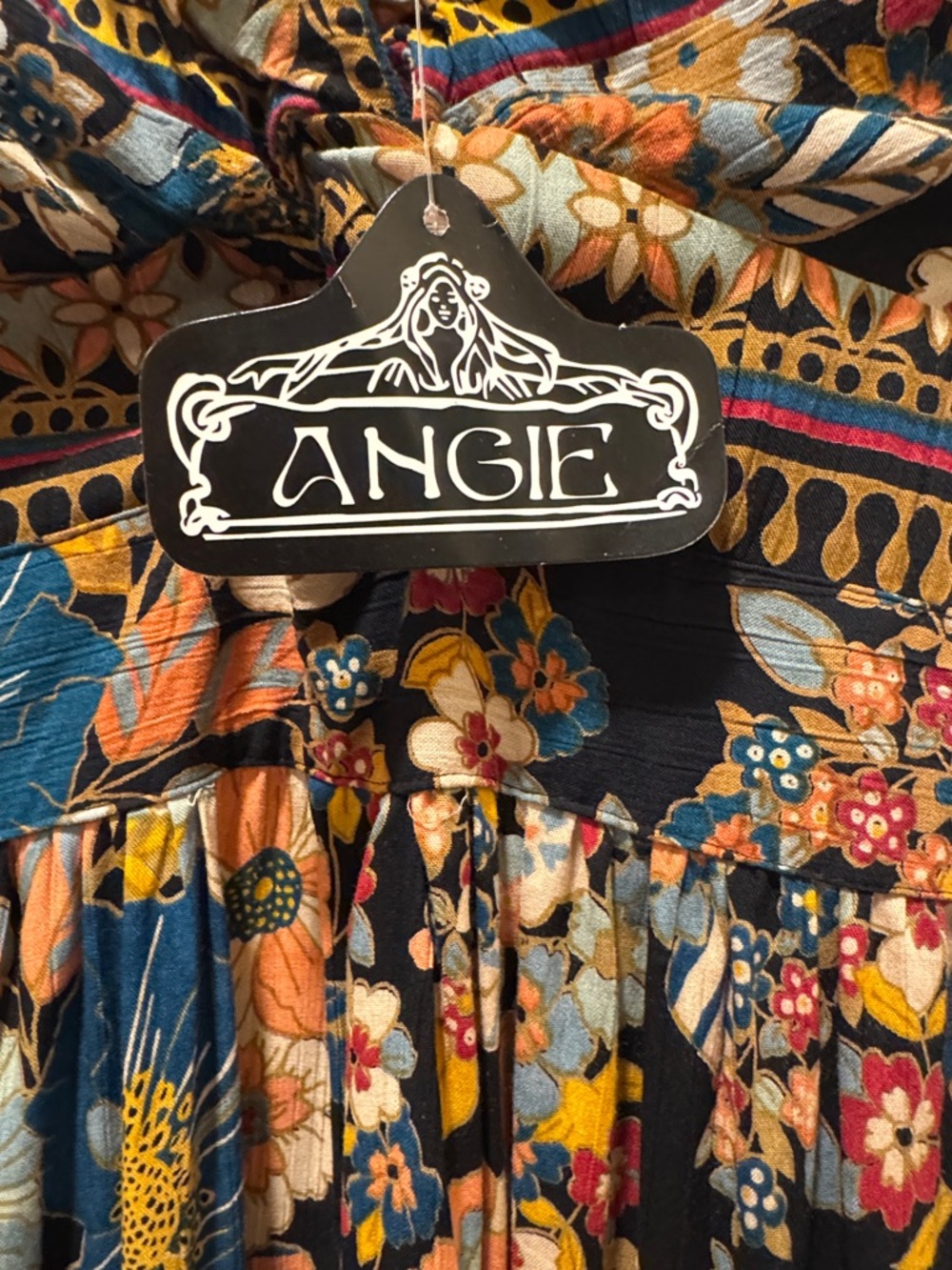 Angie Black Floral Maxi Dress with Twist Front - Picture 2 of 5